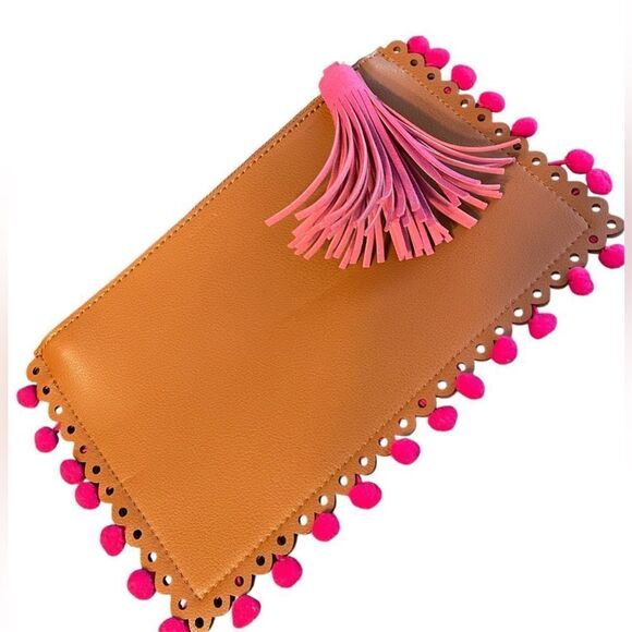 Shiraleah Zippered Clutch Pom Poms Tassel - Picture 2 of 4